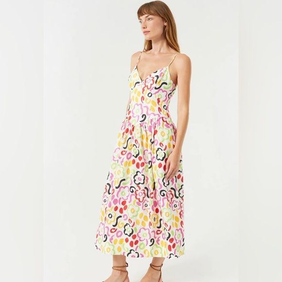 RHODE Linen Sophie Dress in Painted Bloom - Picture 3 of 10